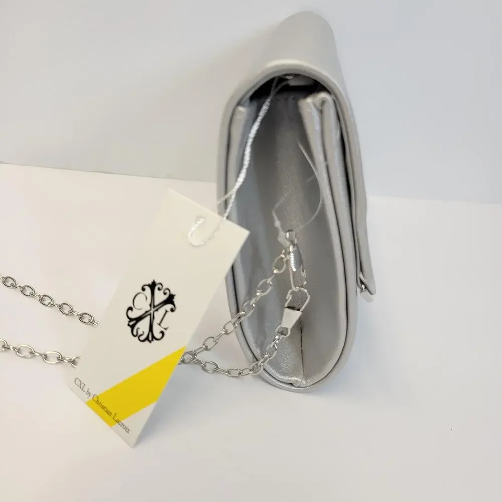 CXL By Christian Lacroix Clutch Bag Womens Small Silver Madison Smooth Purse New